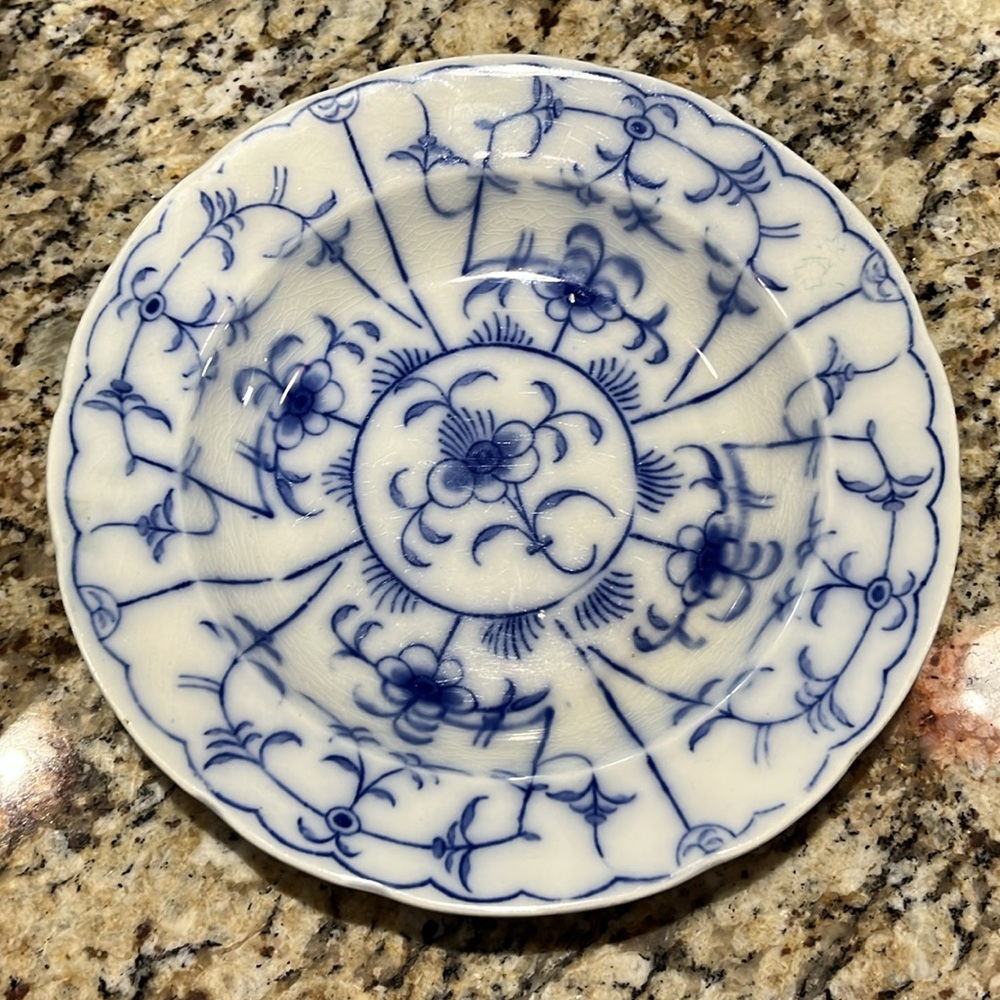 Royal Tettau Blue Onion Style Plate Germany 7.5” Cobalt Floral Vintage